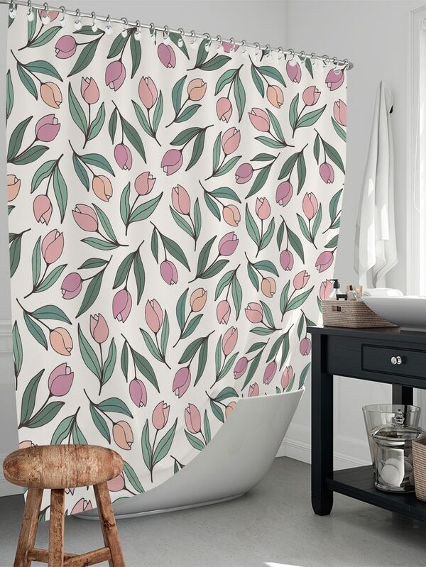 Flower Pattern Shower Curtain SHEIN USA