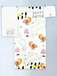 2pcs Easter Cartoon Graphic Towel Set - Multicolor - View 1
