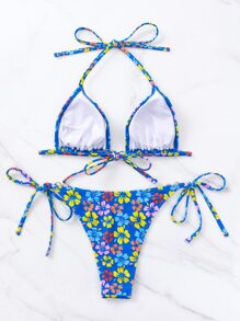 Swim Vcay Sommer Outfits für Frauen Sommer Strand Blumen Dreieck Binden Seite Bikini Set