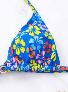 Swim Vcay Sommer Outfits für Frauen Sommer Strand Blumen Dreieck Binden Seite Bikini Set