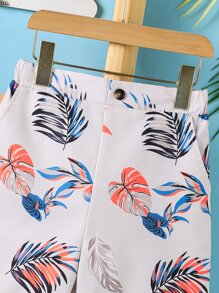 男孩熱帶圖案短褲 - 白色 - 查看 4