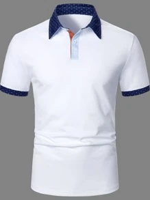 Manfinity Homme Men Contrast Trim Polo Shirt - White - View 5