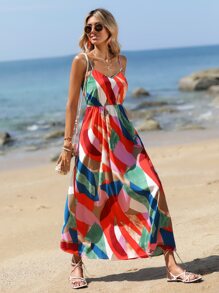 SHEIN VCAY Geo Print Cami Dress - Multicolor - View 6