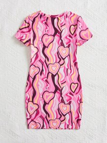 SHEIN Đầm Gái Tim Tất cả trên in Giải trí - Nhiều màu - Xem 2