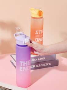 1 pieza Botella de agua con estampado de slogan al azar - transparente - Ver 4