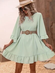 Breezaya Đầm Xù Viên lá sen màu trơn Dễ thương - Màu xanh Bạc hà - Xem 3