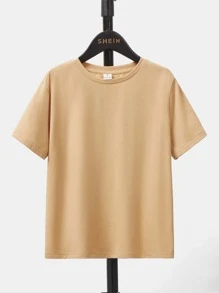 SHEIN Boys Letter & Picture Print Tee - Khaki - View 2