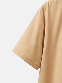 SHEIN Boys Letter & Picture Print Tee - Khaki - View 4