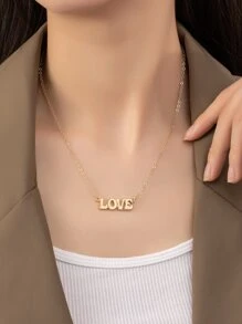 Letter Pendant Necklace - Yellow Gold - View 1