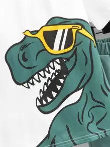 SHEIN Tween Boy Dinosaur Print Tee & Shorts - Multicolor - View 3