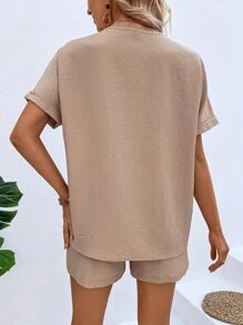 SHEIN LUNE 蝙蝠袖襯衫和短褲