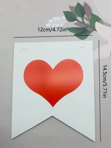 1pc Heart & Letter Graphic Decorative Pull Flag - Multicolor - View 2