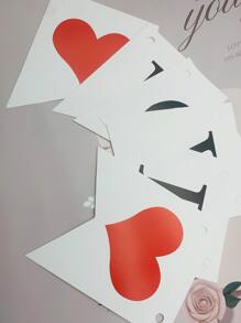 1pc Heart & Letter Graphic Decorative Pull Flag - Multicolor - View 3