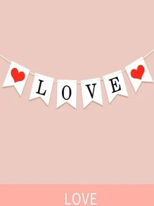 1pc Heart & Letter Graphic Decorative Pull Flag - Multicolor - View 4