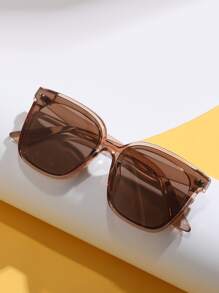 Gafas de sol de marco geométrico - Champán - Ver 1