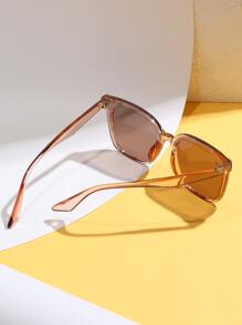 Gafas de sol de marco geométrico - Champán - Ver 2