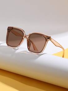 Gafas de sol de marco geométrico - Champán - Ver 5