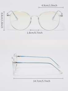 Round Frame Women's Fashionable Design Glasses - Blue - View 3