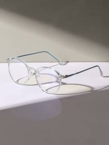 Round Frame Women's Fashionable Design Glasses - Blue - View 4