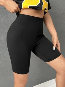 SHEIN EZwear Letter Graphic Biker Shorts - Black - View 5