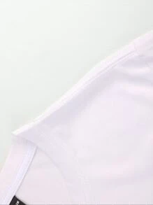 Manfinity Hombres Camiseta con estampado de dibujos animados y letra - Blanco - Ver 6