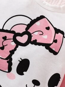 SHEIN Baby Girl Cartoon Graphic Romper & Accessory Headband - White - View 4