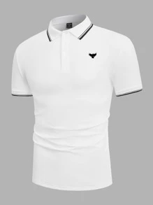 Manfinity Men Eagle Print Contrast Trim Polo Shirt