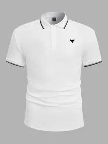 Manfinity Men Eagle Print Contrast Trim Polo Shirt