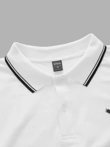 Manfinity Men Eagle Print Contrast Trim Polo Shirt