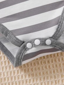 SHEIN Vintaside Kids Newborn Baby Boy Striped Bodysuit & Sweatpants - Multicolor - View 4