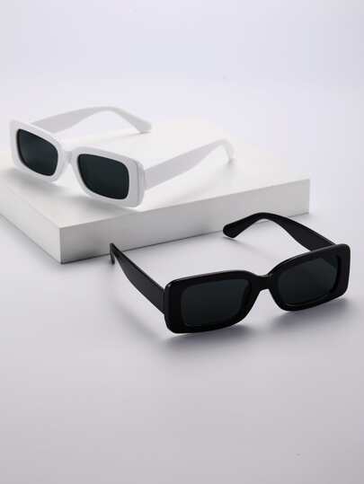 2 piezas Gafas de sol geométricas de plástico para hombre, nunca pasan de moda, combinación ideal como regalo para vacaciones, regreso a la escuela, accesorios para playa, exterior, viajes