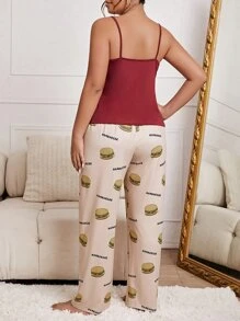Plus Hamburger & Letter Graphic PJ Set - Multicolor - View 2