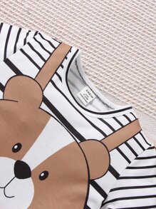Baby Boy Striped & Bear Print Bow Front 2 In 1 Jumpsuit With Accessory Headband - Multicolor - View 6