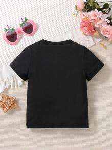 Baby Rabbit & Letter Graphic Tee - Black - View 2