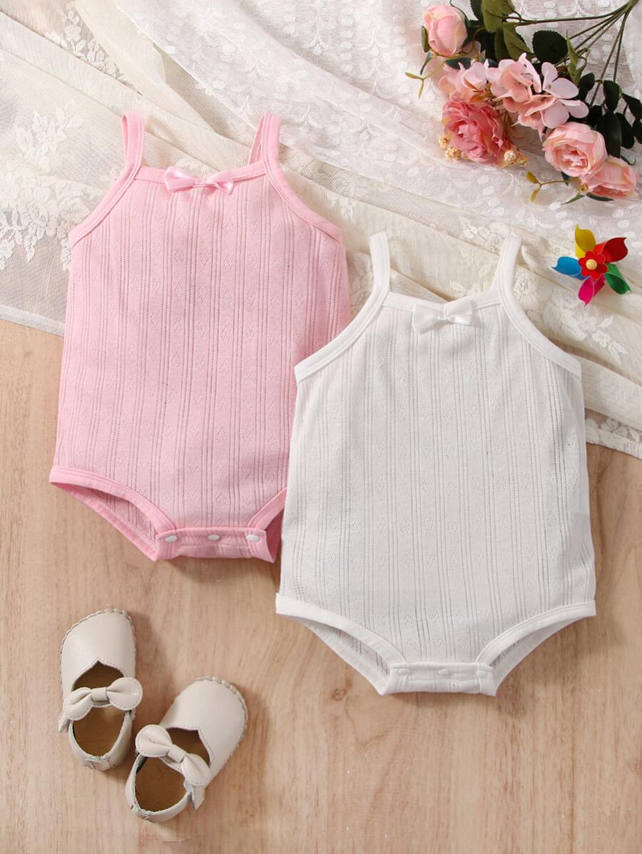 Baby 2pcs Bow Front Cami Bodysuit - Multicolor - View 1