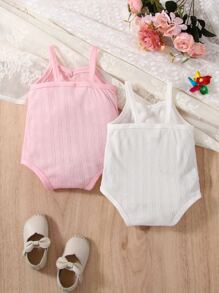 Baby 2pcs Bow Front Cami Bodysuit - Multicolor - View 2