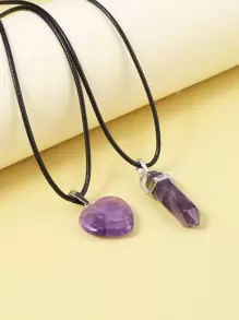 Vòng cổ mặt dây chuyền đá cặp đôi 2 chiếc - Màu tím - Xem 1