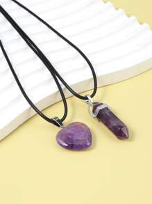 Vòng cổ mặt dây chuyền đá cặp đôi 2 chiếc - Màu tím - Xem 2