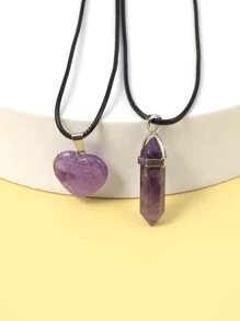 Vòng cổ mặt dây chuyền đá cặp đôi 2 chiếc - Màu tím - Xem 4