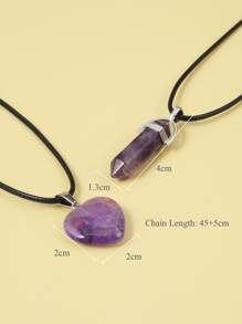 Vòng cổ mặt dây chuyền đá cặp đôi 2 chiếc - Màu tím - Xem 5