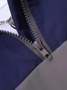 Boys Colour Block Letter Patched Detail Zipper Hooded Jacket & Bag - Blue and White - View 6