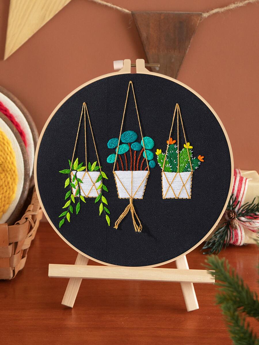 1set Plant Design Random Hand Embroidery - Multicolor - View 1