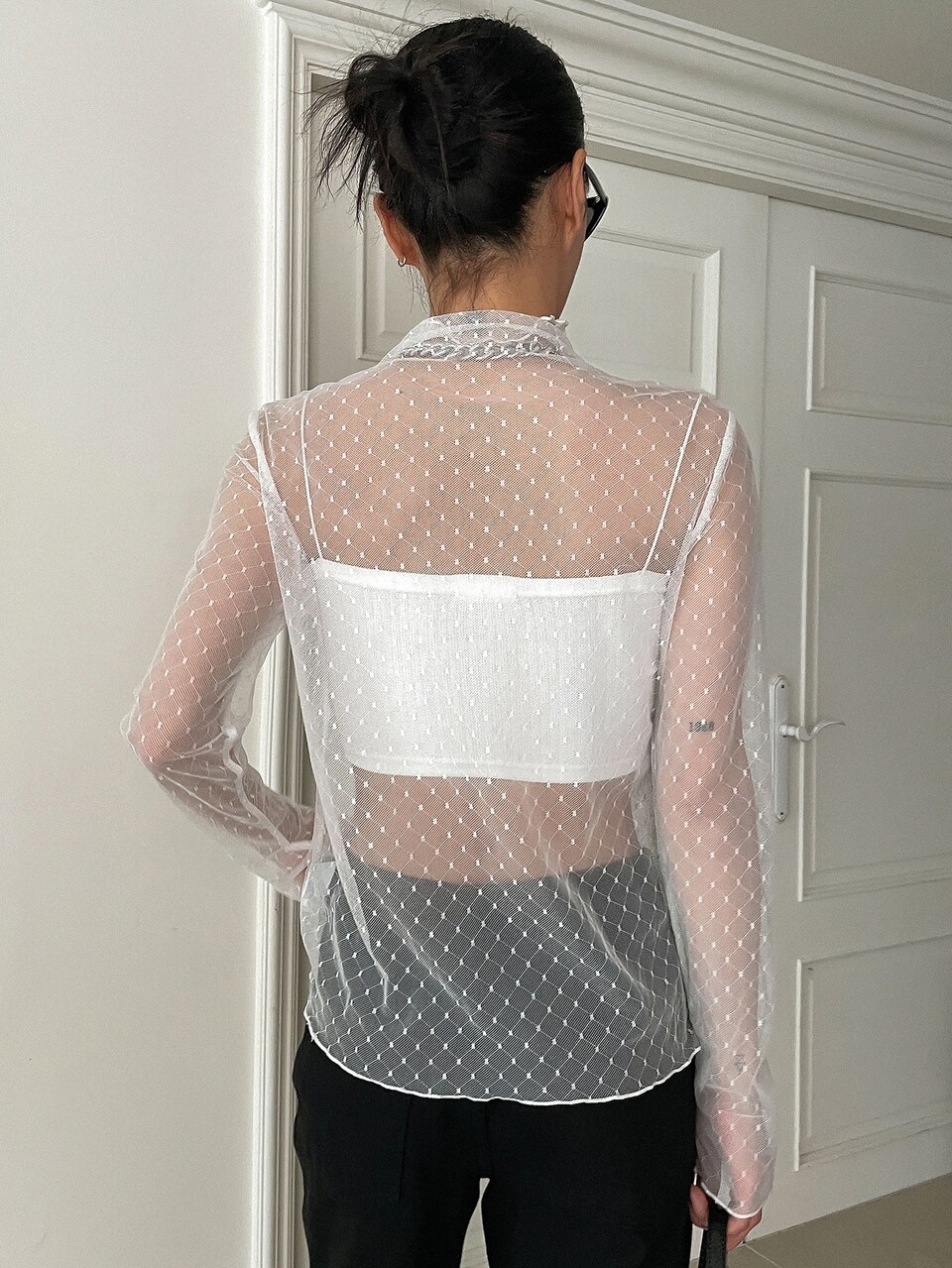 Lettuce Trim Mesh Top Without Cami