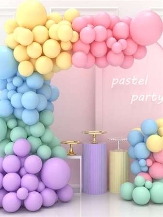 124枚馬卡龍氣球花環裝飾