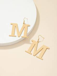 1pair Fashion Letter Drop Earrings For Women For Daily Decoration - Yellow Gold - View 2
