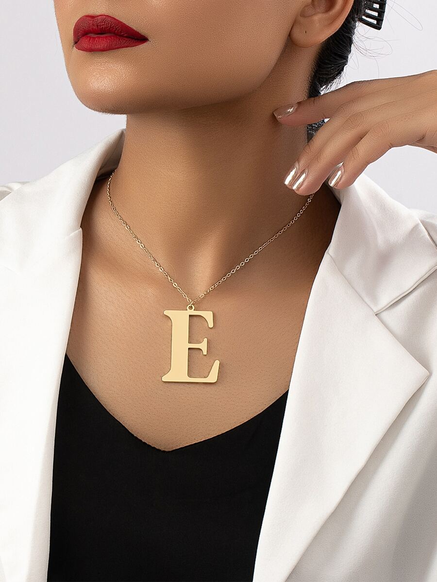 Letter Charm Necklace - Yellow Gold - View 1