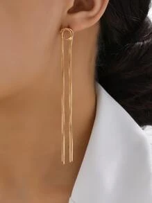 Bông tai thả tua kim loại - Vàng - Xem 2