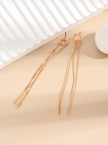 Bông tai thả tua kim loại - Vàng - Xem 4