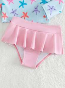 Bebé Bañador con estampado de estrella de mar de cuello cisne bajo con fruncido - Multicolor - Ver 5