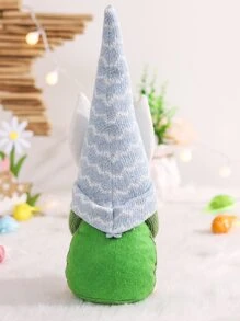 1入復活節兔子捧著彩色蛋的娃娃裝飾品,卡通兔耳朵和沒有臉的老人娃娃創意桌面裝飾,節日裝飾禮物 - 彩色 - 查看 2